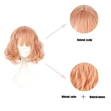 NiceLisa Pink Short Wavy Cosplay Wig for Anime Lovers