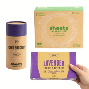 Sheets Laundry Club Bundle - 50 Pack of Fresh Linen Detergent Sheets & Lavender Dryer Sheets