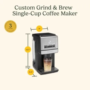 Cuisinart Coffee Maker, Custom Grind and Brew Single Cup Coffee Maker, 6 Cup Sizes, Built-in Stainless Steel Burr Mill, Adjustable Strength, Grind Control and Over Ice Feature, Easy Cleaning, DGB-30