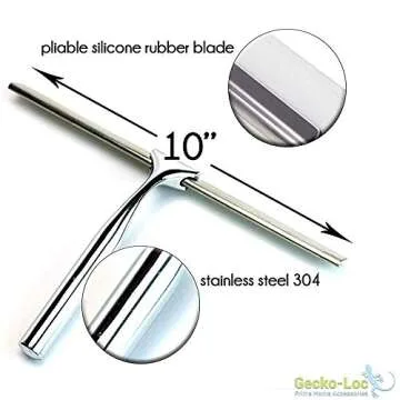 Gecko-Loc Shower Squeegee with Suction Cup Hook - Silver