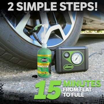 Slime 50107 Flat Tire Puncture Repair, Smart Spair, Emergency Kit for Car Tires, Includes Sealant and Tire Inflator Pump, Suitable for Cars and Other Highway Vehicles, 15 Min Fix