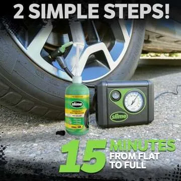 Slime 50107 Flat Tire Puncture Repair, Smart Spair, Emergency Kit for Car Tires, Includes Sealant and Tire Inflator Pump, Suitable for Cars and Other Highway Vehicles, 15 Min Fix