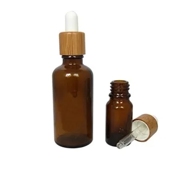 Mini Amber Glass Bamboo Essential Oil Bottles Pack of 10.