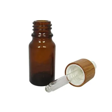Mini Amber Glass Bamboo Essential Oil Bottles Pack of 10.