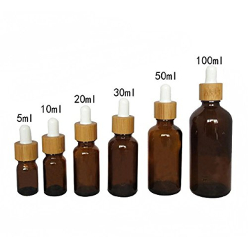 Mini Amber Glass Bamboo Essential Oil Bottles Pack of 10.