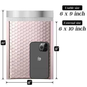 Fuxury Rose Gold Bubble Mailers 6x10 "25 Pack, Strong Adhesion Metallic Bubble Envelopes,Waterproof Padded Envelopes,Durable Padded Mailers，Super Cute Packing for Jewelry, Makeup Supplies，Bulk #0