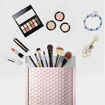Fuxury Rose Gold Bubble Mailers 6x10 "25 Pack, Strong Adhesion Metallic Bubble Envelopes,Waterproof Padded Envelopes,Durable Padded Mailers，Super Cute Packing for Jewelry, Makeup Supplies，Bulk #0
