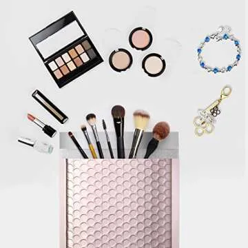 Fuxury Rose Gold Bubble Mailers 6x10 "25 Pack, Strong Adhesion Metallic Bubble Envelopes,Waterproof Padded Envelopes,Durable Padded Mailers，Super Cute Packing for Jewelry, Makeup Supplies，Bulk #0
