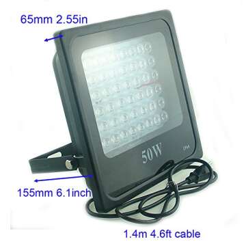 QUANS 50W Ultra Violet UV LED Light for Curing Glue Blacklight Fishing Aquarium Glow in The Dark Spe...