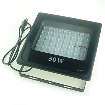 QUANS 50W Ultra Violet UV LED Light for Curing Glue Blacklight Fishing Aquarium Glow in The Dark Special Effects, 110V US Plug (50 Watt)