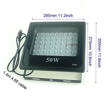 QUANS 50W Ultra Violet UV LED Light for Curing Glue Blacklight Fishing Aquarium Glow in The Dark Special Effects, 110V US Plug (50 Watt)