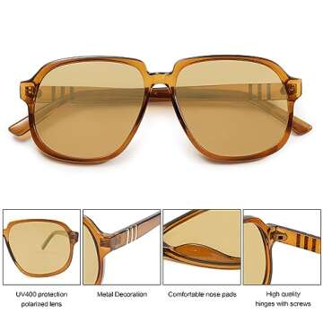 SOJOS Retro Vintage Square Polarized Sunglasses for All