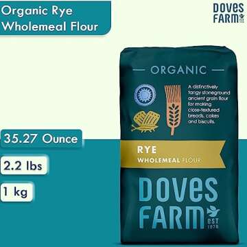 Doves Farm Organic Rye Wholemeal Flour | High Fiber Baking Flour