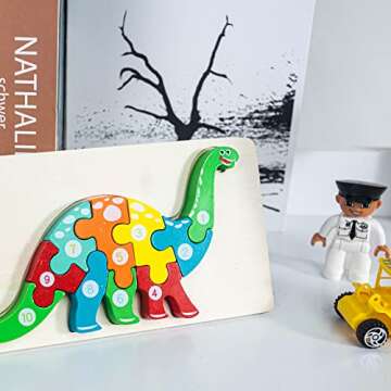 LOVESTOWN Wooden Toddler Puzzles, 2PCS Animal Puzzles Montessori Toys Small Snake Dinosaur Jigsaws for Kids Ages 3 4 5 6