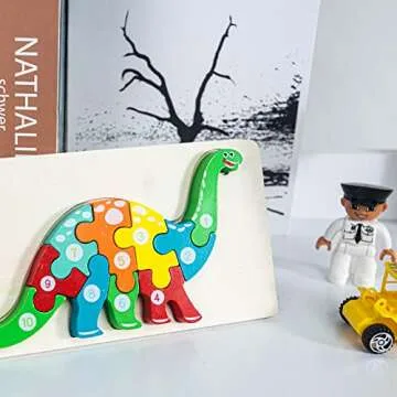 LOVESTOWN Wooden Toddler Puzzles, 2PCS Animal Puzzles Montessori Toys Small Snake Dinosaur Jigsaws for Kids Ages 3 4 5 6