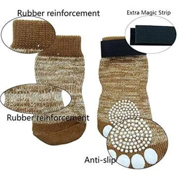 PUPTECK Anti-Slip Dog Socks - Small Dog Paw Protector English Bulldog Socks Dogs Toe Grips Booties for Bunnies Men or Women Indoor Wear Small Medium Dogs
