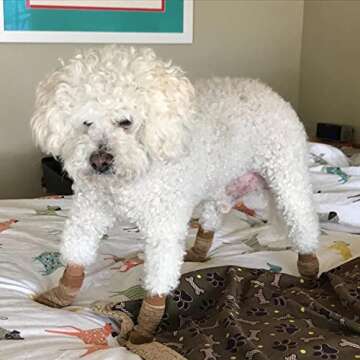 PUPTECK Anti-Slip Dog Socks - Small Dog Paw Protector English Bulldog Socks Dogs Toe Grips Booties for Bunnies Men or Women Indoor Wear Small Medium Dogs