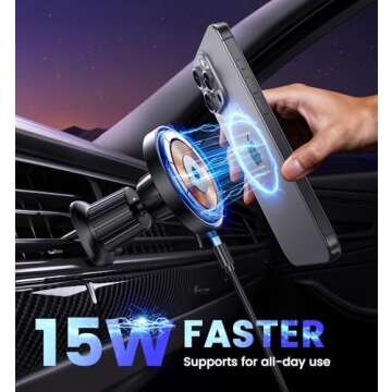 Mag-Safe Car Mount Charger for iPhone 15W Wireless Charging