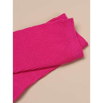 SHENHE Women's Ribbed Knit Cushioned Athletic Running Mid Calf Crew Socks Hot Pink One Size