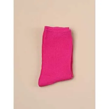 SHENHE Women's Ribbed Knit Cushioned Athletic Running Mid Calf Crew Socks Hot Pink One Size