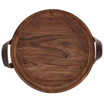 Mason Craft Acacia Wood 16" Round Serve Tray with Handles