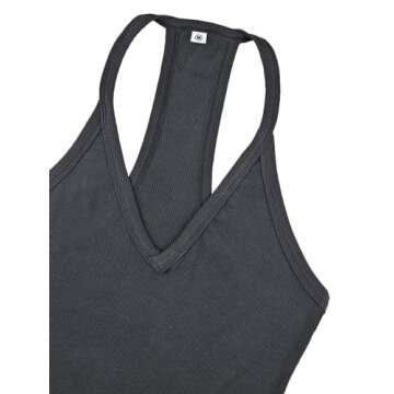 iGENJUN Workout Tops for Women Racerback Tank Tops Yoga Gym Ribbed Sleeveless Shirts Clothes,S,Gray