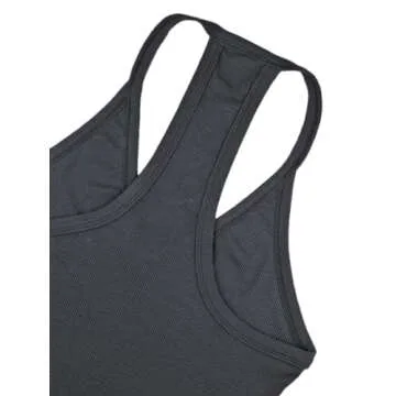 iGENJUN Workout Tops for Women Racerback Tank Tops Yoga Gym Ribbed Sleeveless Shirts Clothes,S,Gray