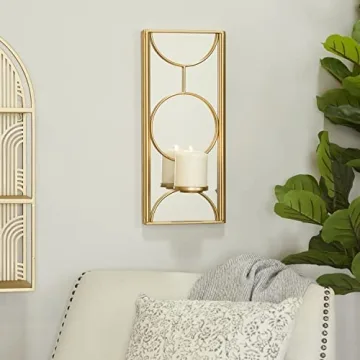CosmoLiving Metal Geometric Candle Wall Sconce in Gold