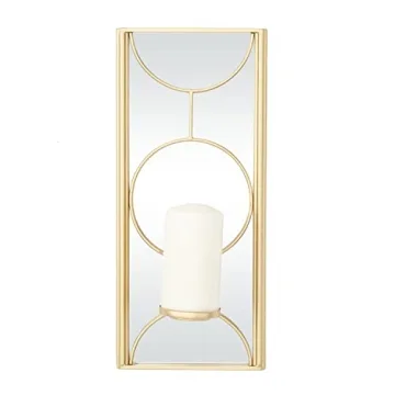 CosmoLiving Metal Geometric Candle Wall Sconce in Gold