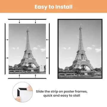upsimples 18x24 Picture Frame Black 3 Pack, Scratch-Proof Poster Frames 18 x 24 for Photo Gallery - Slide-In Strips, Horizontal or Vertical Wall Mounting
