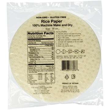 Three Ladies Brand Spring Roll Rice Paper Wrapper (2 Packs) Round, 22cm