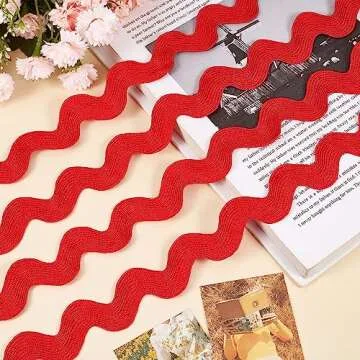 GORGECRAFT 0.78 inch-1.33 inch/20mm-34mm 10 Yards Christmas Red Rick Rack Ribbon RIC Rac Ribbon Wave Sewing Bending Fringe Trim Woven Braided Fabric Lace Zig Zag Trim for DIY Crafts Dress Wrapping