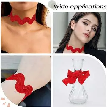 GORGECRAFT 0.78 inch-1.33 inch/20mm-34mm 10 Yards Christmas Red Rick Rack Ribbon RIC Rac Ribbon Wave Sewing Bending Fringe Trim Woven Braided Fabric Lace Zig Zag Trim for DIY Crafts Dress Wrapping