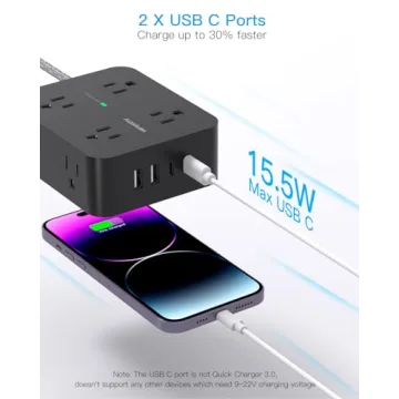 Surge Protector Power Strip with USB Charging Ports