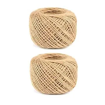 FUNNYARD Natural Jute Twine 2 PackX328 Feet 2mm 3ply Arts and Crafts Jute Rope Industrial Packing Ma...