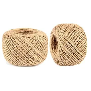 FUNNYARD Natural Jute Twine 2 PackX328 Feet 2mm 3ply Arts and Crafts Jute Rope Industrial Packing Materials Wrapping String for Gifts, DIY Crafts,Decoration,Gift Wrapping, Gardening Applications
