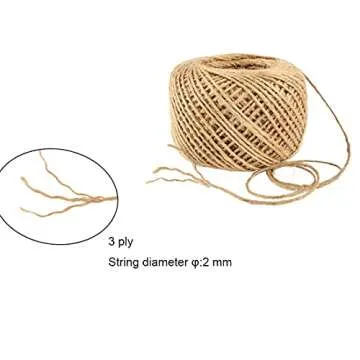 FUNNYARD Natural Jute Twine 2 PackX328 Feet 2mm 3ply Arts and Crafts Jute Rope Industrial Packing Materials Wrapping String for Gifts, DIY Crafts,Decoration,Gift Wrapping, Gardening Applications