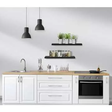 Sorbus Floating Shelves, Wall Shelves for Bedroom, Kitchen, Living Room, Bathroom Shelves Over The Toilet, Home Decor, Farmhouse, 24 x 9 Inch Wall Mounted Floating Shelves for Wall, 2 Pack, Black