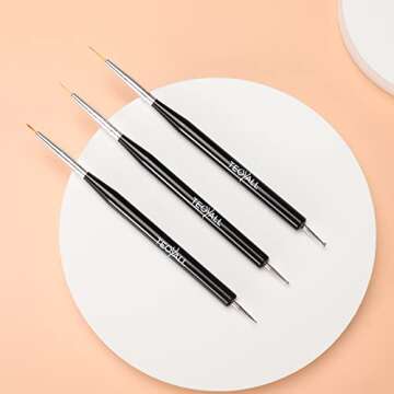 TEOYALL Nail Art Brushes, Nail Design Painting Brushes Builder Gel Brush Nail Dotting Tools Nail Fine Liner Brushes