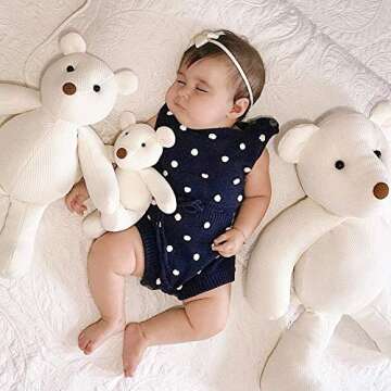 Simplee kids Baby Girl Kint Rompers Fall Sleeveless Pompoms Baby Girl Rompers 12-18 Months Little Girl Navy Overall Jumpsuit Outfit