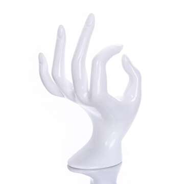 Maxsirui Hand Form Ring Holder Jewelry Display Organization Rack Bracelet Ring Watch Stand Support Aesthetic Y2k Room Decor (White)