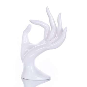 Maxsirui Hand Form Ring Holder Jewelry Display Organization Rack Bracelet Ring Watch Stand Support Aesthetic Y2k Room Decor (White)