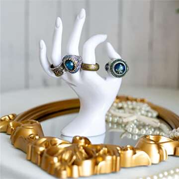 Maxsirui Hand Form Ring Holder Jewelry Display Organization Rack Bracelet Ring Watch Stand Support Aesthetic Y2k Room Decor (White)