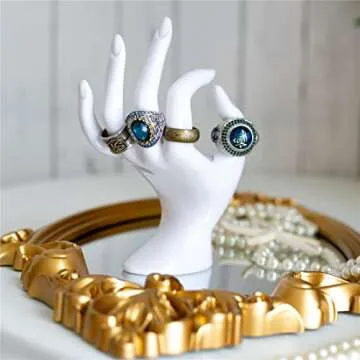 Maxsirui Hand Form Ring Holder Jewelry Display Organization Rack Bracelet Ring Watch Stand Support Aesthetic Y2k Room Decor (White)