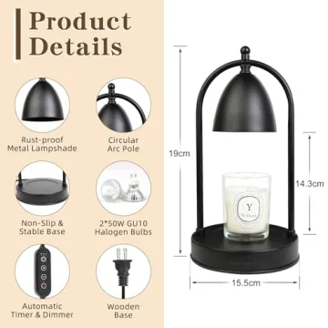 CANMEIJIA Dimmable Candle Warmer Lamp with Timer Safe Home Decor