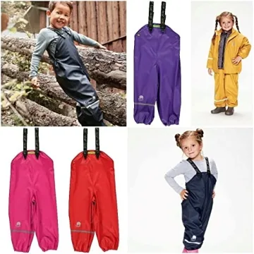 CeLaVi Kids Waterproof Rain Pants Dungarees for All Weather