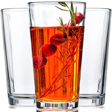 Set of 10 Premium 16oz Drinking Glasses - Stackable & Dishwasher Safe