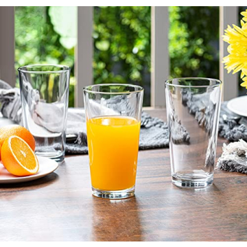 Set of 10 Premium 16oz Drinking Glasses - Stackable & Dishwasher Safe