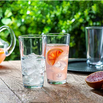 Set of 10 Premium 16oz Drinking Glasses - Stackable & Dishwasher Safe