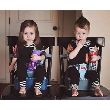 Nuby Easy Go Booster Seat - Travel Booster Seat for Babies and Toddlers - Holds Up To 50 Pounds - 9+ Months - Gray Chevron